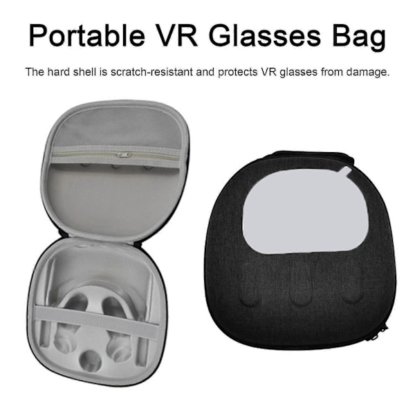 Bærbar Veske for Meta Quest 3 VR-briller Glidelåslukking Mesh-lomme Støtsikker EVA Reise VR-hodesett Beskyttende Veske VR-tilbehør