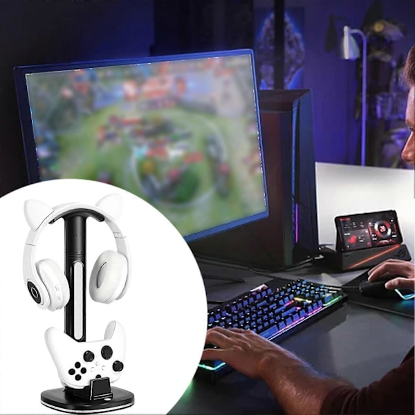 Spillkontrollerlader RGB Fargerikt Lys Avtakbar Headset Oppbevaringskrok Skrivebordsdisplay Ladestasjon for Xbox One/Series X
