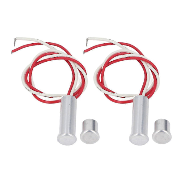 2 Set Infälld Magnetisk Brytare DC12 till 24V Aluminiumlegering NC Trådbunden Dörrsensor Fönster Reed Switch för Larmsystem Åtkomstkontroll