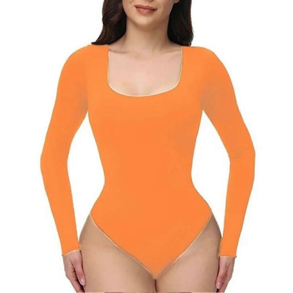 \"Orange langærmet bodysuit til kvinder - Slim fit leotard til dans, moderigtig og charmerende\" P2025032600519