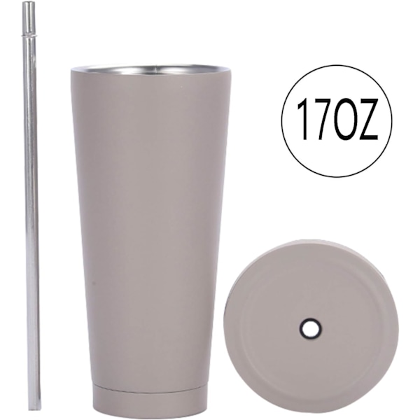 *500ml/17oz Rostfritt Stål Resmugg med Sugrör Lock, Vakuum Isolerad Resmugg för Varma och Kalla Drycker*
