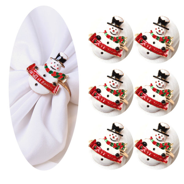 #6 kappaletta luovia lautasliinasormuksia - joulun lumiukko, ainutlaatuinen lautasliina#