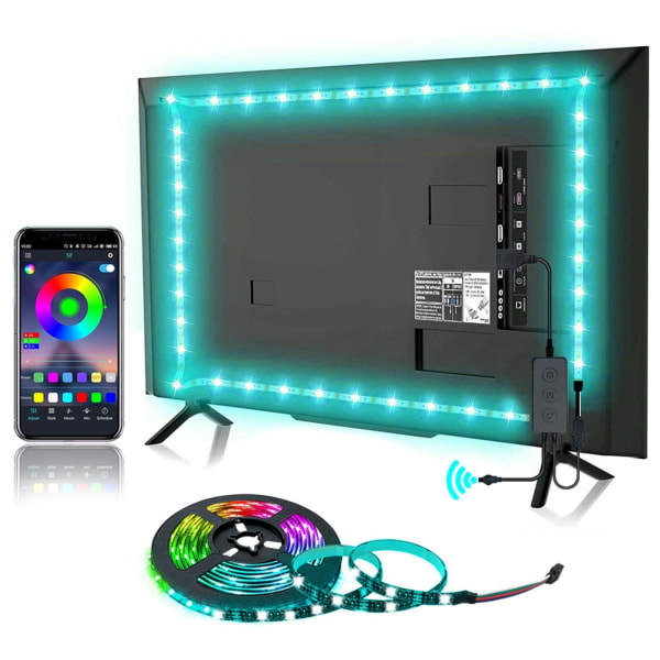 #LED-remsa LED-bakgrundsbelysning för TV Musiksynkronisering RGB Bluetooth-app#