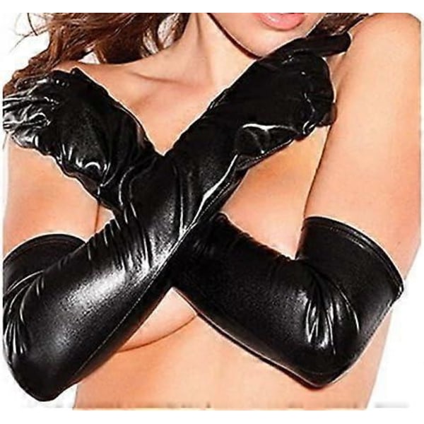 Sexet Wet Styling Sort Lang Handsker Kostume Cosplay S til Kvinder