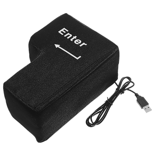 Iso Enter-näppäin koristetyyny USB-toimistostressin lievitystyökalu Lounastauko Päiväunet Työpöytätyynyt Tuuletuslelu (musta)