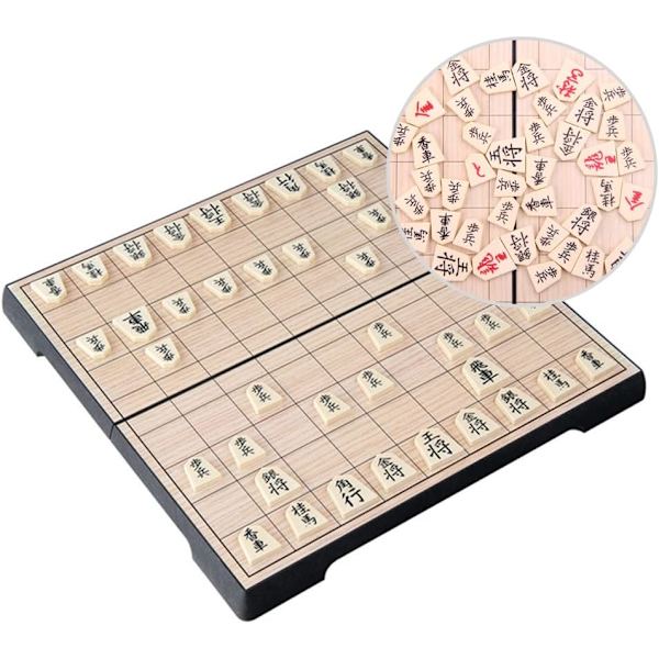 Shogi Magnetiskt Resespel Japanskt Schackset 24cm, Bärbar Vikbar E