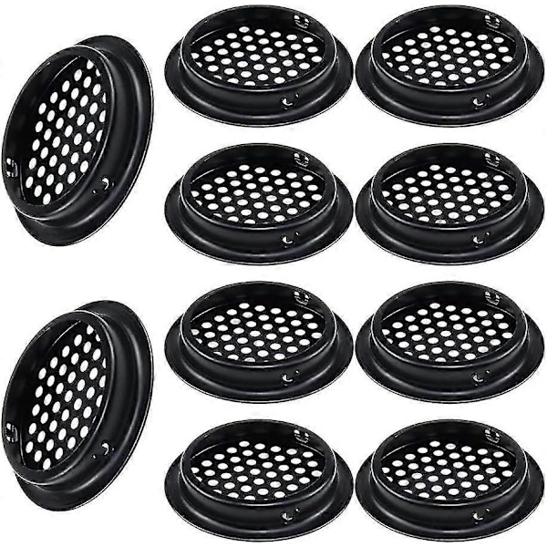 Rund Ventilationsgaller 10 Stycken Rund Utomhusventilationsgaller 53 Mm Rostfritt Stål Svart Ventilationsgaller Håll Luftflödet För Kökskåp S