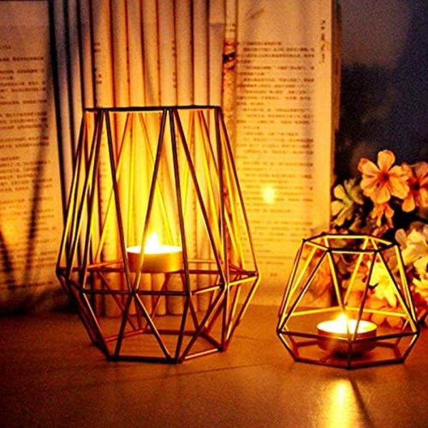 *Kreativ ihålig geometrisk guld järnljusstake bröllopsbord D*