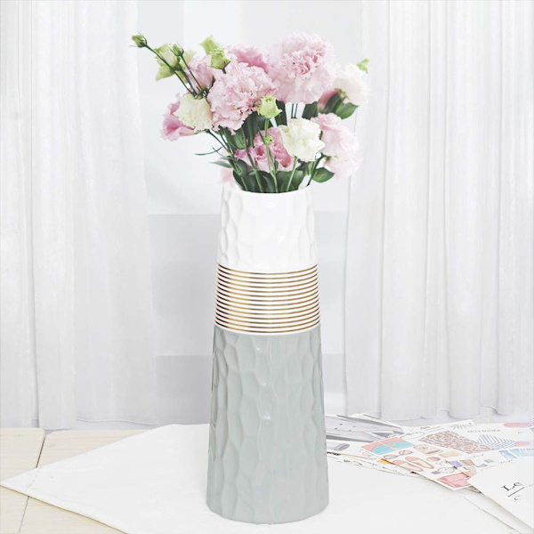 /#/28cm Vas i guldgrå vit keramik Hög design dekorat/#/