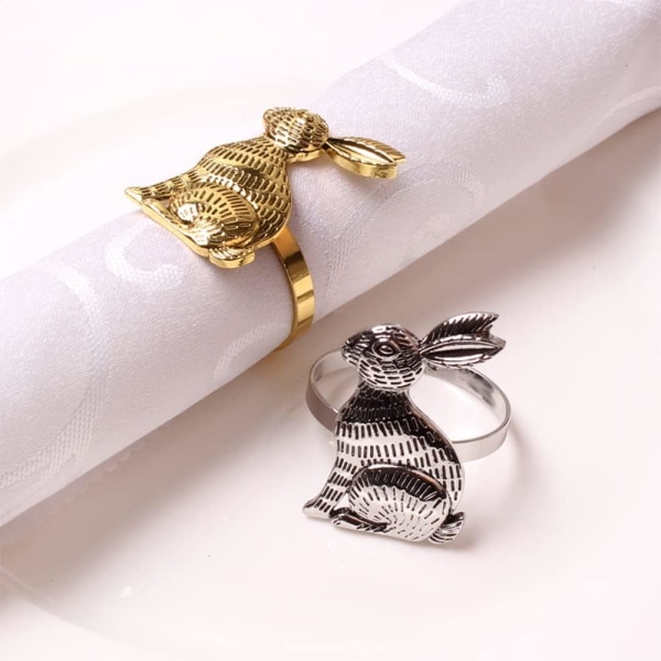 4 st (legering guld, ca 5 cm i diameter) Påskkanin Servett Ringar