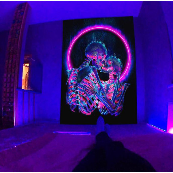 Blacklight Mushroom Tapestry, Fantastisk Upprätt Tapestry Glow In The Dark200*150CMPattern 2
