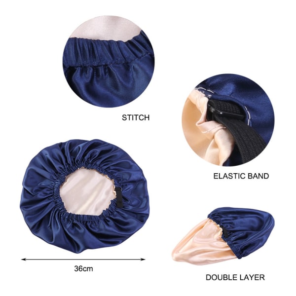 Oversized Satin Nightcap (Navy) with Closure