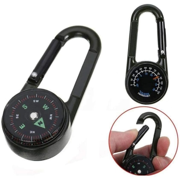 Mini Multifunktionel Karabiner 3 i 1 Kompas Termometer Udendørs H