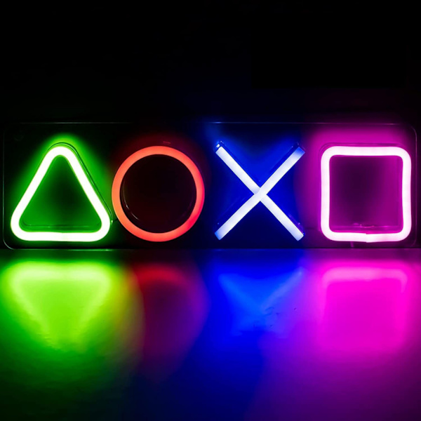 #LED Stripe Spil Lampe - PS Playstation Symbol Lys - Neon Lys#