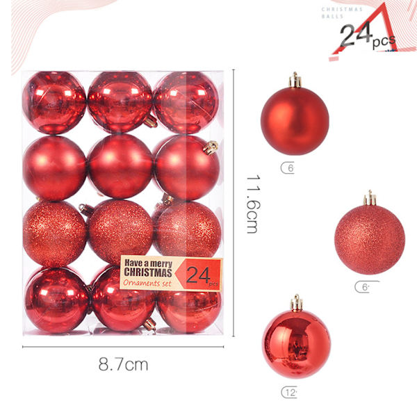 #24 stycken röda julgranskulor 3 cm#
