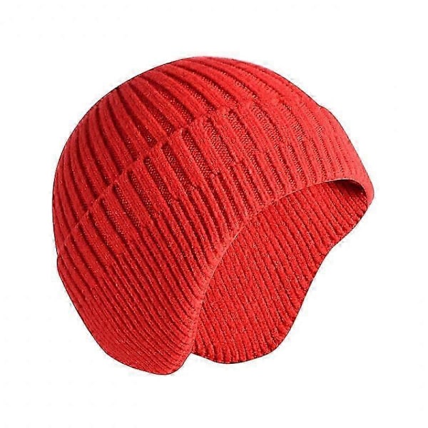 Stickad mössa för män, öronlapp, vintermössor för kvinnor, ullmössa för män, varm skull cap, slouchy med öronvärmare