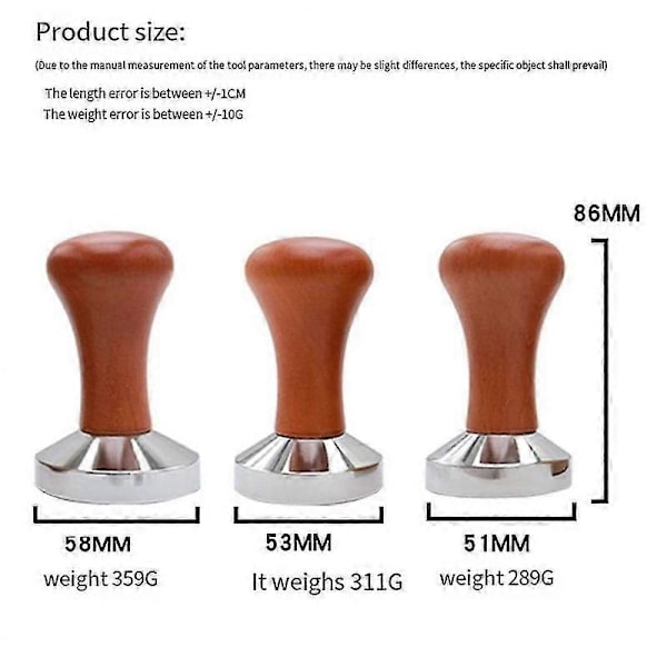 Kaffe Tamper Træ Rustfrit Stål Base Egnet Til Espressomaskine Tilbehør 51mm