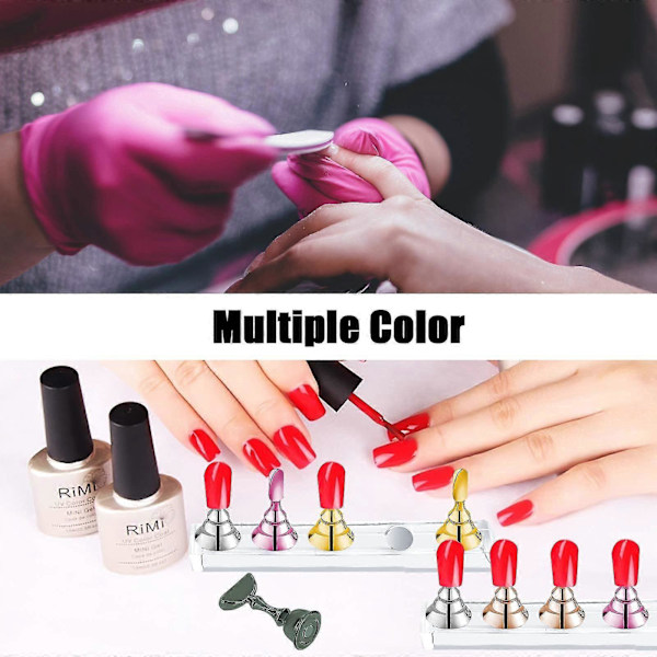 2 Set Rosa Nagelhållare för Press-on Nageldisplayer, Magnetiska Lösnagelshållare för Målningsövningar, Akryl Nagelkit Tillbehör Fo