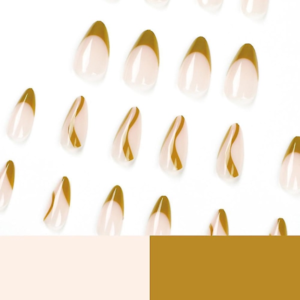 24 stk. Glansfulde falske negle, mode manicure patch falske negle