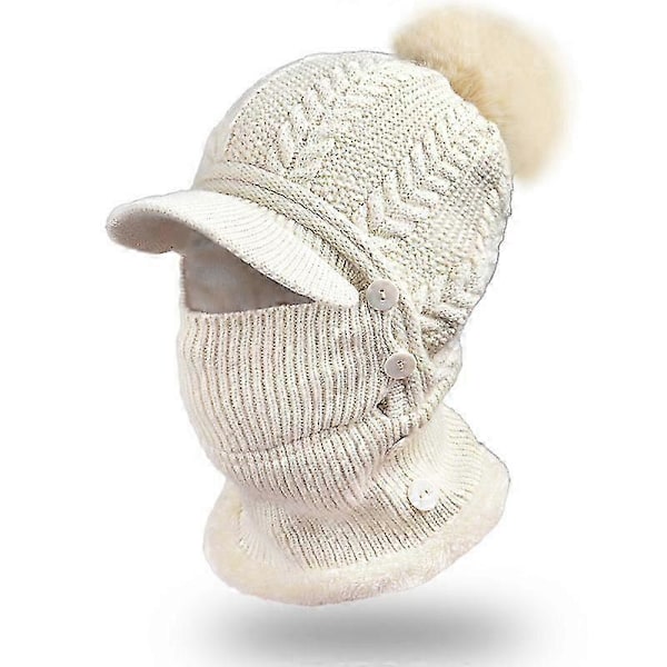 3 i 1 Vinter Fuld Ansigt Halsbeskyttelse Vindtæt Varm Ski Baseball Kasket (beige)