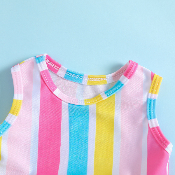 Jente Split Fargerik Stripe Badetøy (Anbefalt for 2 - 3 år)