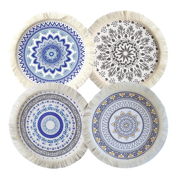 #Plassmatter Plassmatter 4 stk Vevd Boho Mandala Plassmatter#