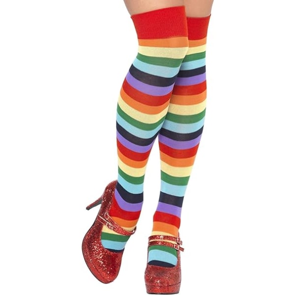 /#/Rainbow Stripe Mid - cylinder socks, medium thickness, no overkn/#/