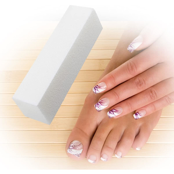 *10 Pack Vita Nagelbufferblock 120 Grits med Nagelborste för Pr*