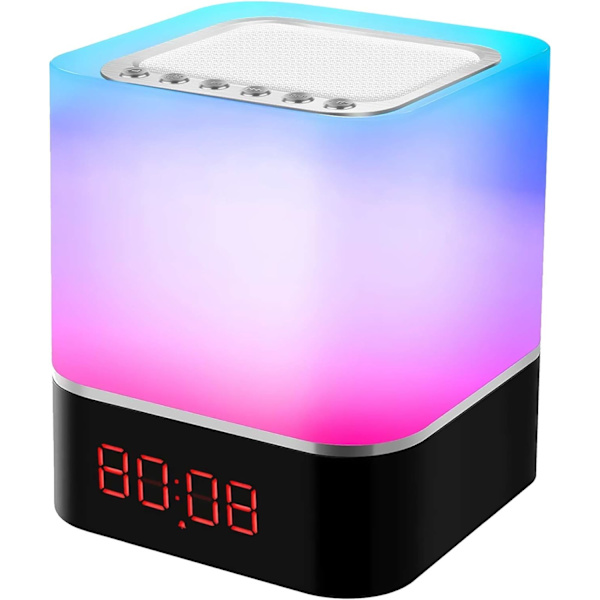 *Sänglampa med väckarklocka Bluetooth-högtalare, HiFi Bluetooth N*