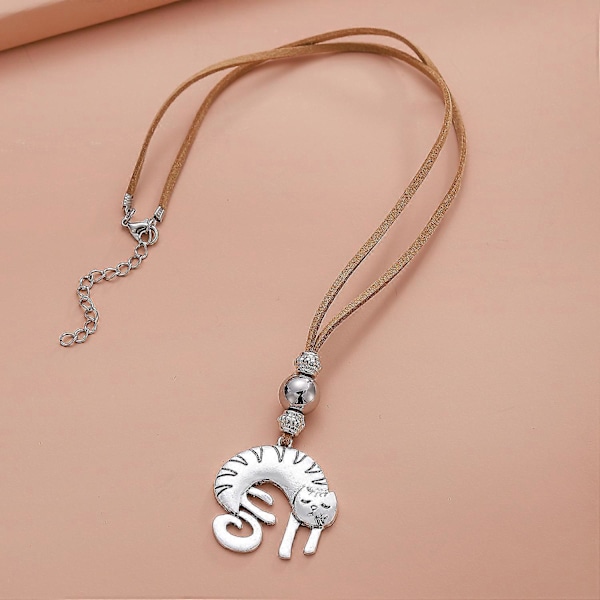 Etnisk stil kattunge legering nisch kreativt hänge litterär retro mode personlighet lekfullt halsband