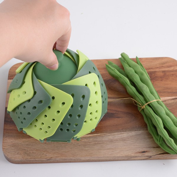 Infällbar Lotus Folding Steamer (grön), multifunktionell grönsak