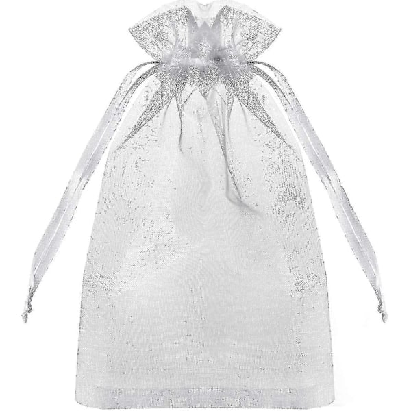 50 stk. 10x15 cm Premium Sheer Organza Poser Bryllupsgaveposer med Snøre Smykker Gaveposer