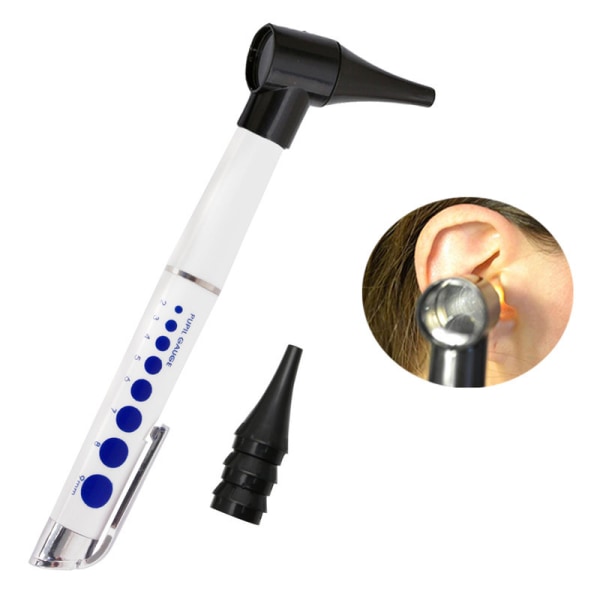 #Ørepleje Diagnostisk otoskop LED-forstørrelsesglas Klinisk øreplejelommelygte Kliniksæt uden batteri Batterier medfølger ikke#