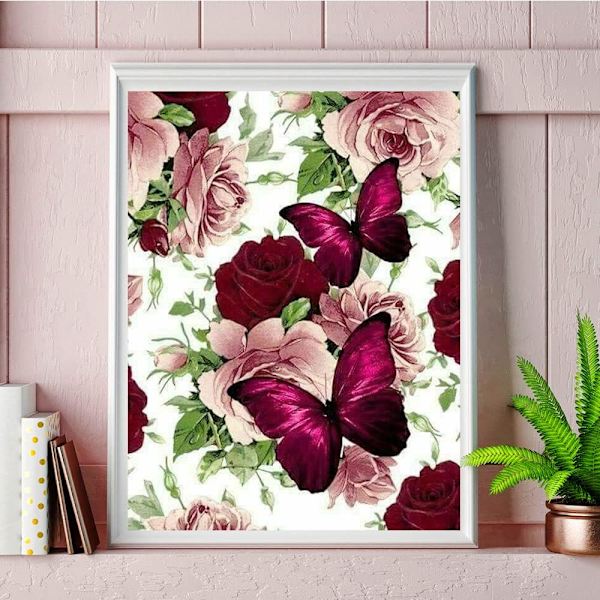 #30*40cm, 5D timanttimaalaussetti, punainen perhonen#