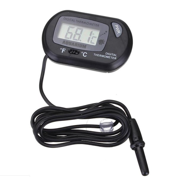 #Liten digital akvarietermometer med sugekopper & sonde og batteri LCD akvarietermometer for marint akvarium inkubator reptiltank#