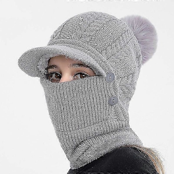 3 i 1 Vinter Fuld Ansigt Halsbeskyttelse Vindtæt Varm Ski Baseball Kasket (beige)