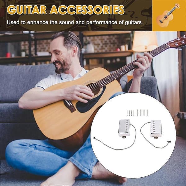 2 ST för Alnico 5 LP Gitarr Halspickup & Stallpickup Humbucker Pickup 4-trådar Gitarrdelar (Krom Set)
