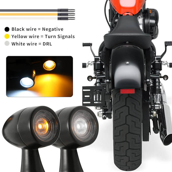 /#/12V LED-blinklys til motorcykler, 2 stk. Mini-blinklys/#/