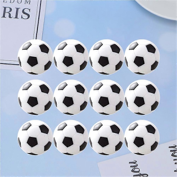 12 stk. 3,1 cm Klassisk Mini Fodbold Legetøj Bordfodbold Fodbolde Udskiftningsbolde Bordplade Resin Fodboldspil Tilbehør (Sort)