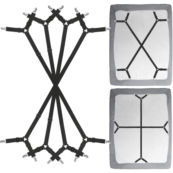 4 kpl / set, musta lakanan pidikehihnat - säädettävä Crisscross S