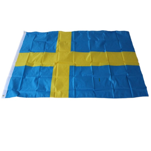 #Sveriges Flag - 150x90 cm - Svensk Flag 100% polyester med integrerede metaløjer#