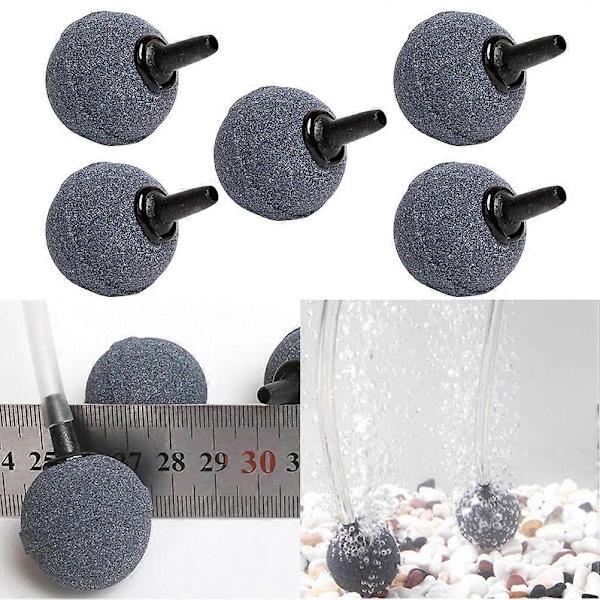 6 stk. Kuleformet Luftstein Mineral Boble Diffuser Luftsteiner for Akvarium Fisketankpumpe og Hydroponikk 20x20mm