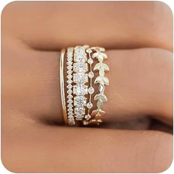 Stabelbare guldringe til kvinder, der ikke anløber, trendy, fine 14K guldbelagte stabelbare cubic zirconia tommelfingerring
