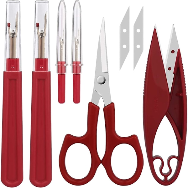 Sprettekniv for søm, høykvalitets stingfjerner og trådkutter med 2 store + 2 små sprettkniver, 1 pakke trådklippere, 1 pakke 5-saks