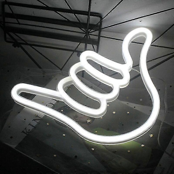 Finger Neon Sign Lyckogest Vit Neon Neonljusskylt Handformade Neonlampor För Sovrum