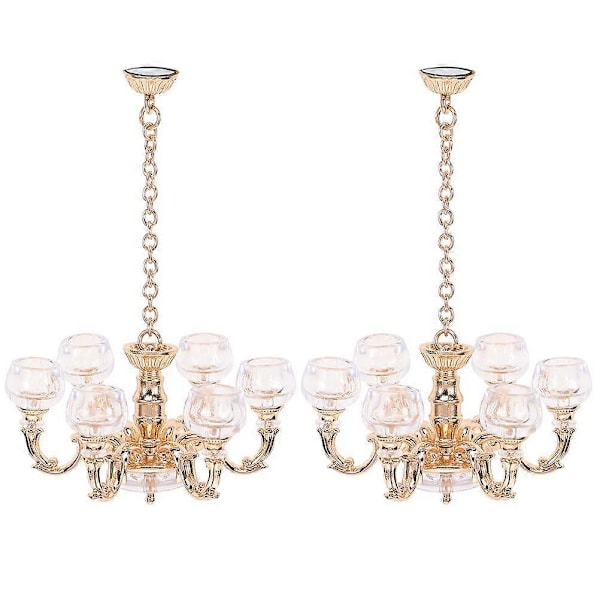 2 stk. Miniatyr Hengende Lampe Dukkehus Miniatyr Taklampe Modell Dukkehusrekvisitt 1:12