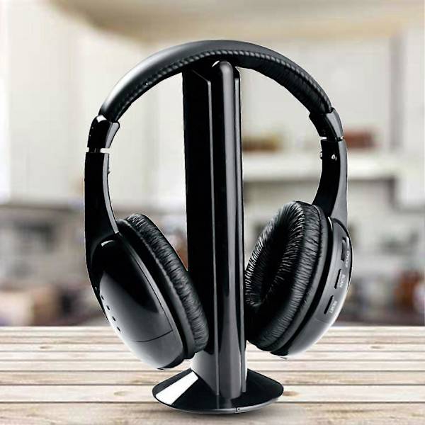 Trådløst headset over øret FM-radio PC TV Hodetelefontransmitter med mikrofon for datamaskin