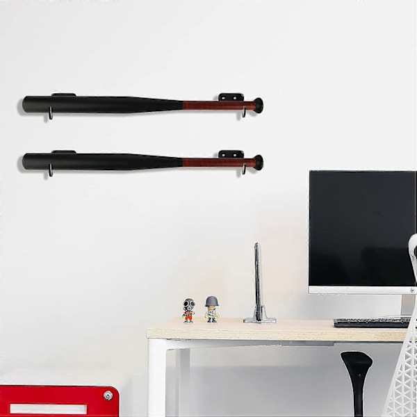 Basebollhållare, väggfäste för basebollträ, displayställ för mancave-inredning, sportmemorabilia bollförvaringsställ, set om 2, svart