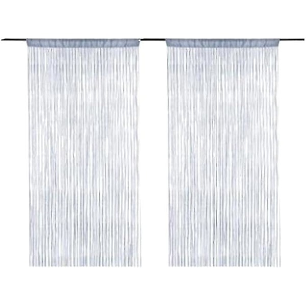 2 Pakker Pailletgarn Gardiner til Dør, Væg, Vindue, Rumdeler, Skinnende Gardinpanel til Hjem, Fest, Begivenheder, Dekoration, 100cm x 200cm (Sølv)