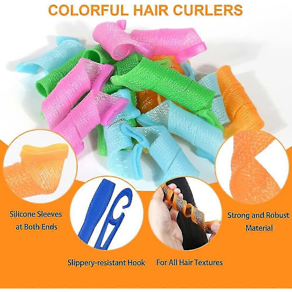 Hår Curlers Til Kort Hår, Ingen Varme Hårruller Spiral Curlers, 15cm/25cm Hår Curlers Styling Kit Med Styling Kroge, DIY Frisure Værktøjer Til Kvinder